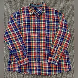 Men’s XXL Lands’ End 100% Cotton Multicolor Plaid Button Down Shirt